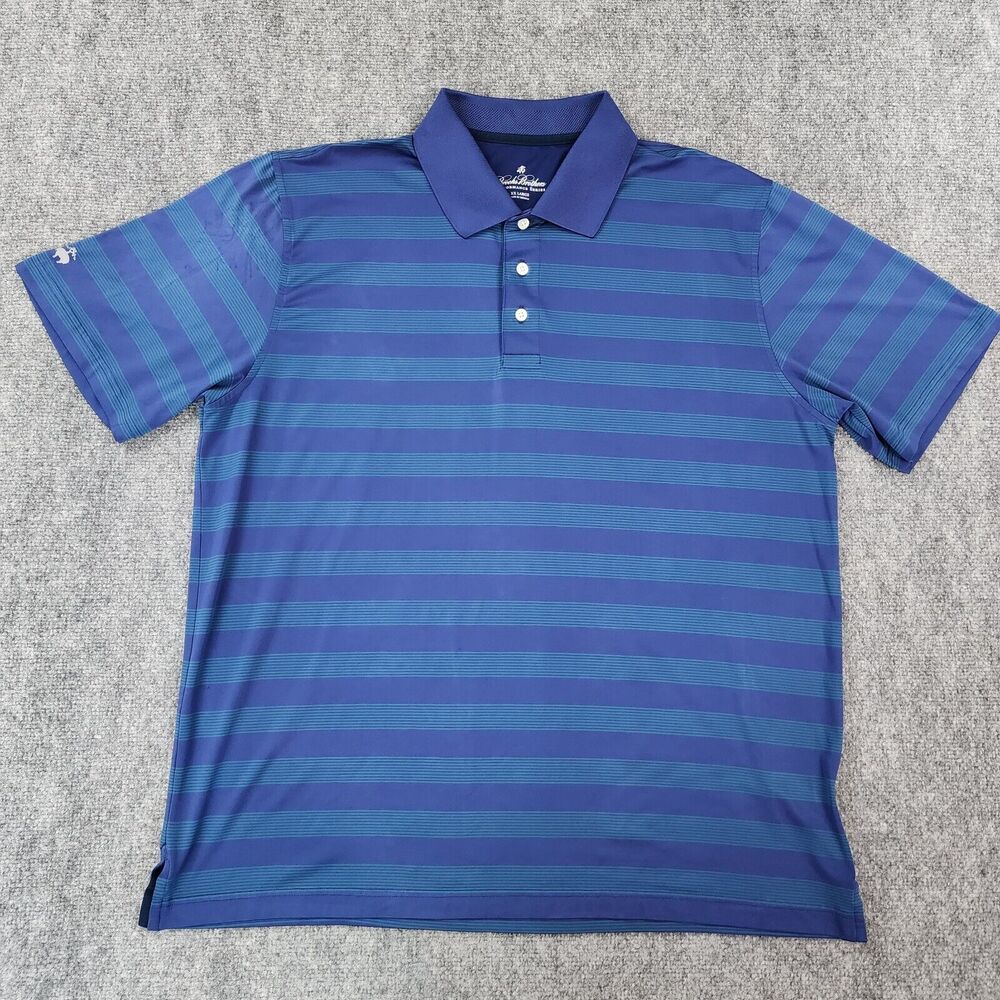 Brooks Brothers Shirt Mens XXL Blue Green Striped Polo Performance Series Golf